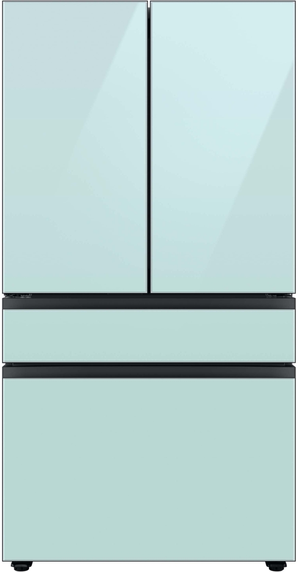 Bespoke Series 36 Inch Smart Freestanding Counter Depth 4 Door French Door Refrigerator with 22.9 Total Capacity with Morning Blue Glass Panels