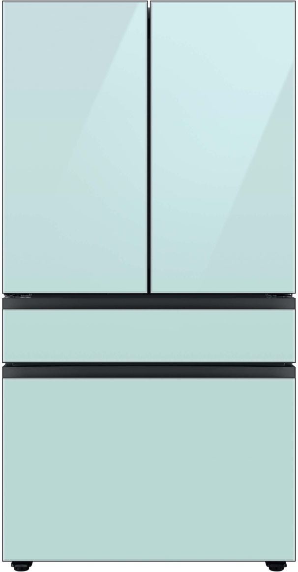 Bespoke Series 36 Inch Smart Freestanding Counter Depth 4 Door French Door Refrigerator with 22.9 Total Capacity with Morning Blue Glass Panels-0