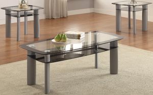 Crown Mark Echo 3-Piece Silver Living Room Table Set