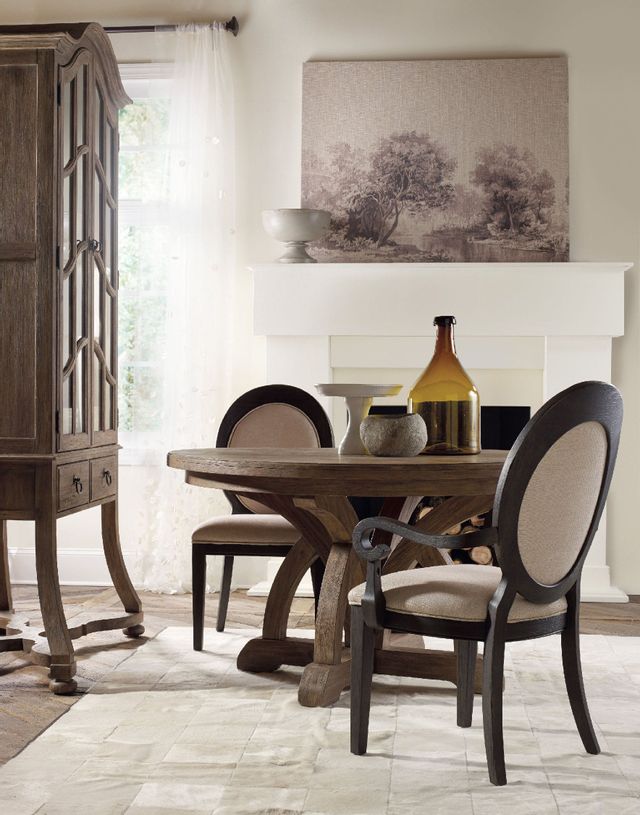 Hooker® Furniture Corsica 2-Piece Dark Espresso/Taupe Oval Back Arm Chair Set 1
