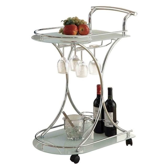 Coaster® Elfman Chrome/White 2-Shelf Serving Cart-0
