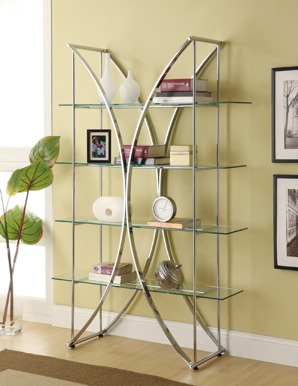 Coaster® Chrome And Clear 4-Tier Bookcase-1