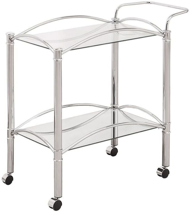 Coaster® Shadix Chrome/Clear 2-Tier Serving Cart with Glass Top-0