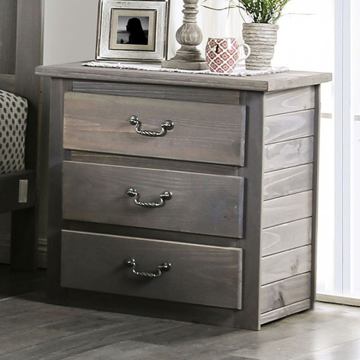 weathered grey nightstand