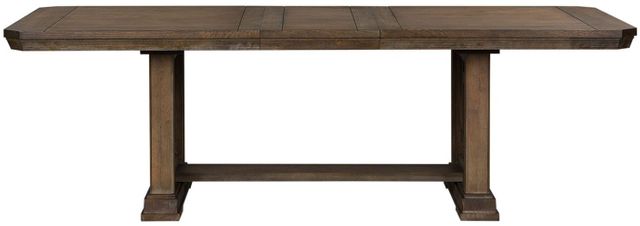 Liberty Furniture Artisan Prairie 7 Piece Aged Oak Trestle Table Set 1