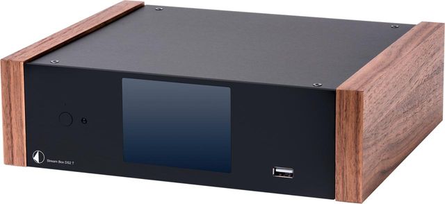 Pro-Ject Stream Box DS2T Black Preamplifier with Walnut Wooden Side Panels 0