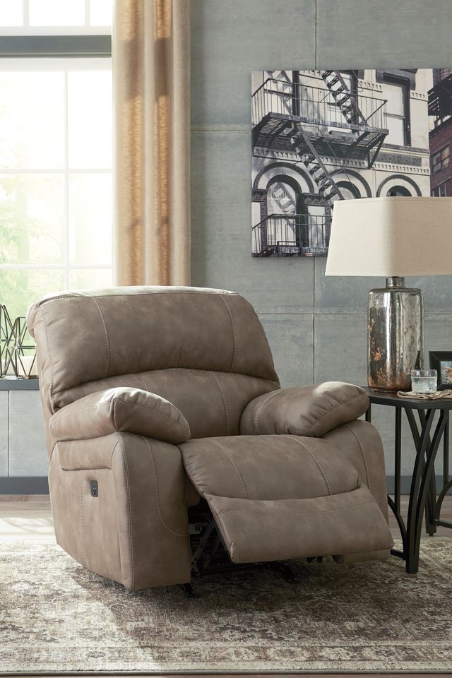 Signature Design by Ashley® Dunwell Driftwood Power Recliner with Adjustable Headrest 3