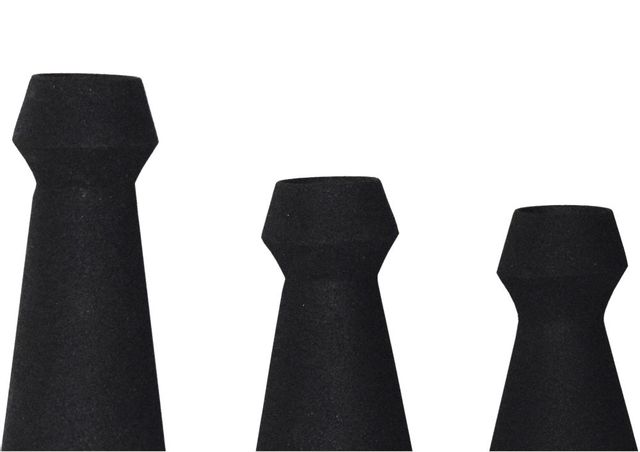 Renwil® Granfeld Set of 3 Textured Matt Black Vases 1