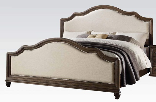 ACME Furniture Baudouin Beige and Brown Eastern King Upholstered Bed
