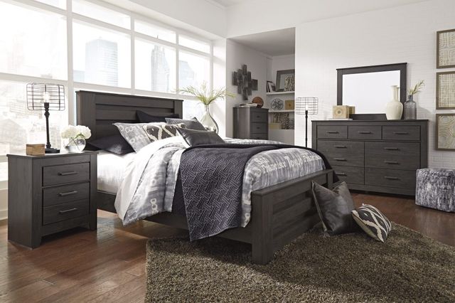 Signature Design by Ashley® Brinxton 6-Piece Charcoal Full Panel Bed with Mirrored Dresser, Chest and 2 Nightstands Set 6
