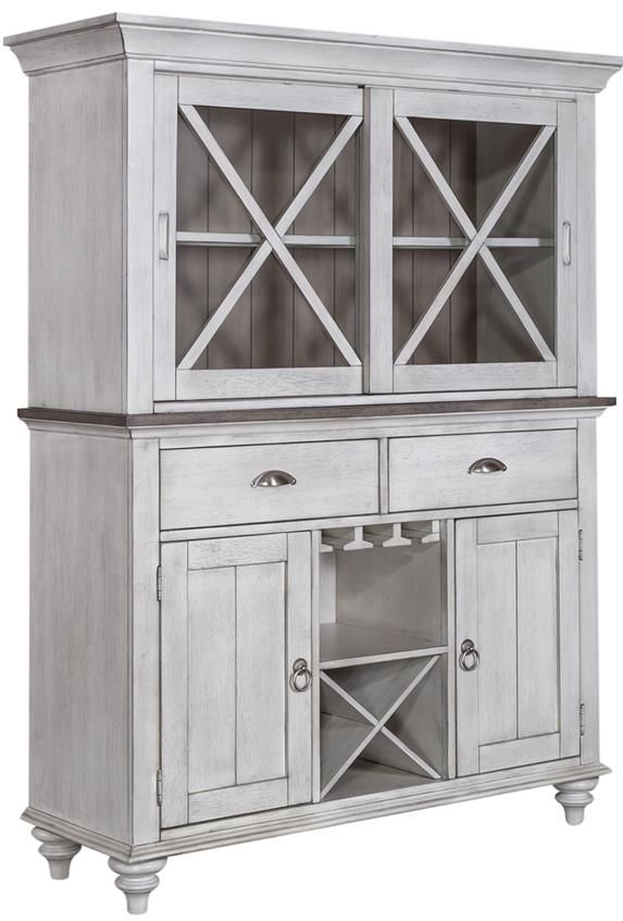 Liberty Furniture Ocean Isle Antique White/Weathered Pine Hutch and Buffet