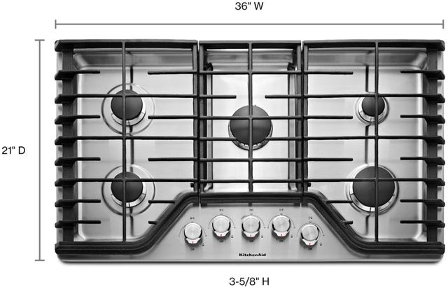 KitchenAid® 36'' Stainless Steel Gas Cooktop-3