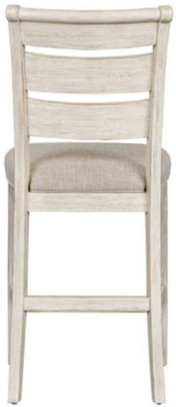 Liberty Farmhouse Reimagined Antique White Ladder Back Upholstered Counter Chair 3