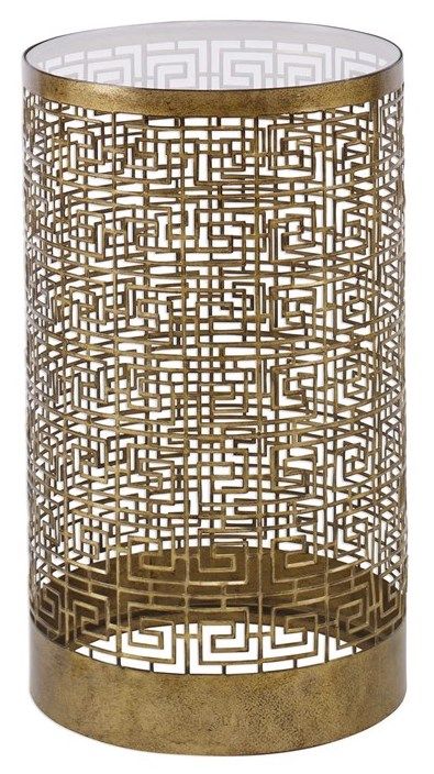 Uttermost® Algernon Glass Top Drink Table with Antiqued Gold Base-0