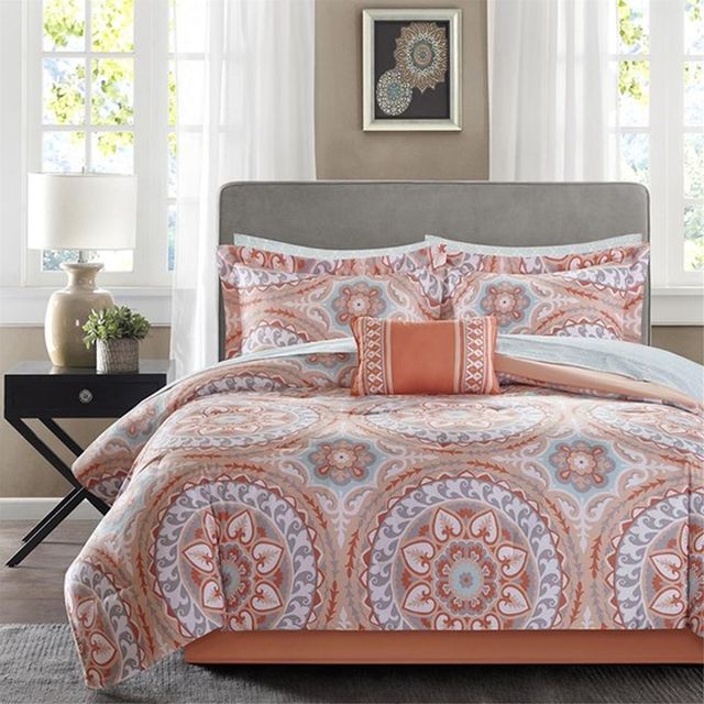 Olliix by Madison Park Essentials Coral Full Serenity Complete Comforter and Cotton Sheet Set-0