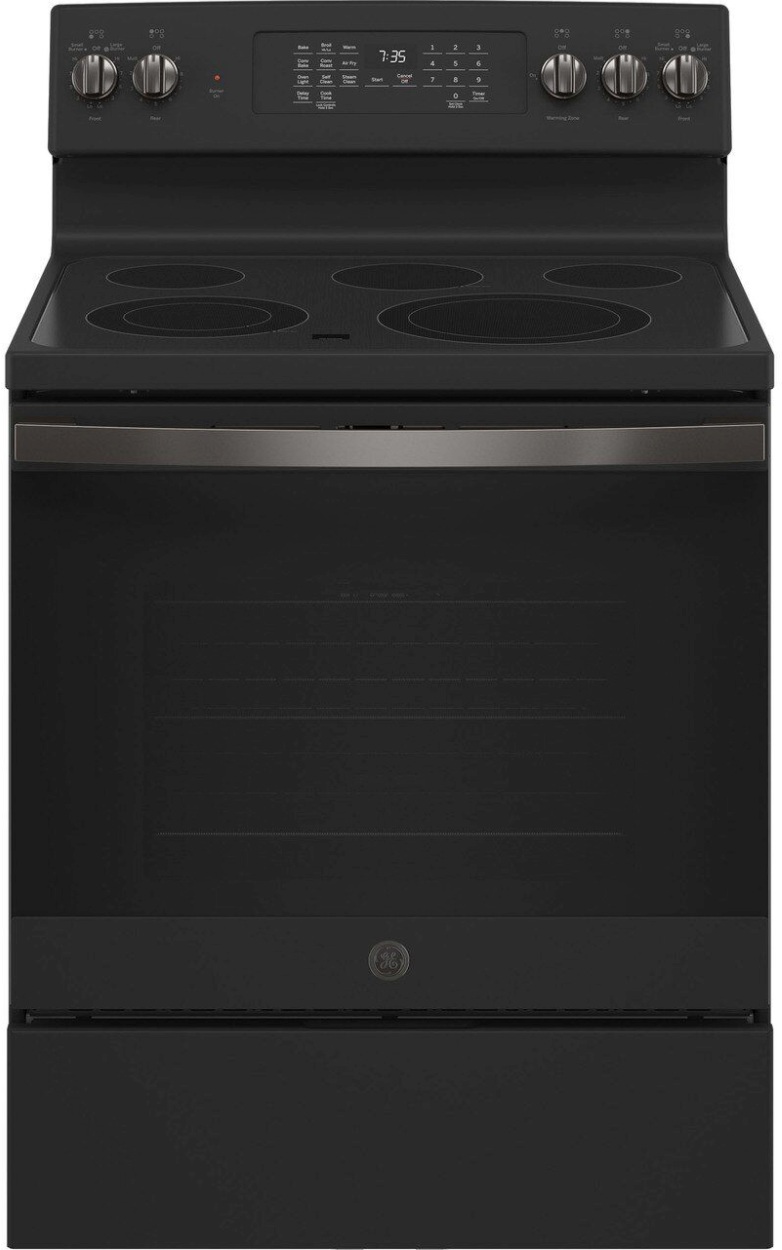 GE® 30" Black Slate Free Standing Electric Convection Range