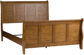 Liberty Furniture Grandpas Cabin Aged Oak King Sleigh Headboard and Footboard