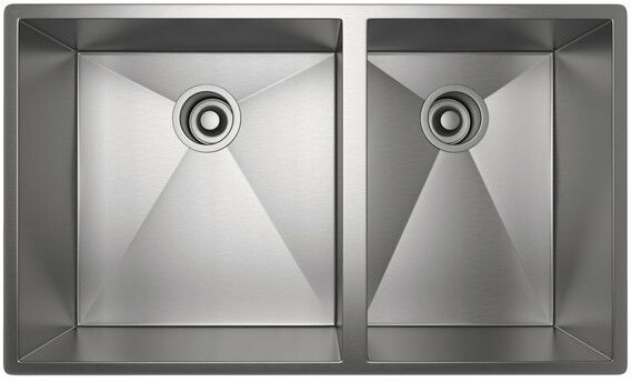 Rohl® Forze Brushed Stainless Steel 1 1/2 Bowl Stainless Steel Kitchen Sink-0