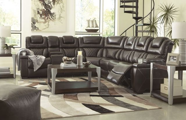 Signature Design by Ashley® Warnerton 3-Piece Chocolate Power Reclining Sectional  2
