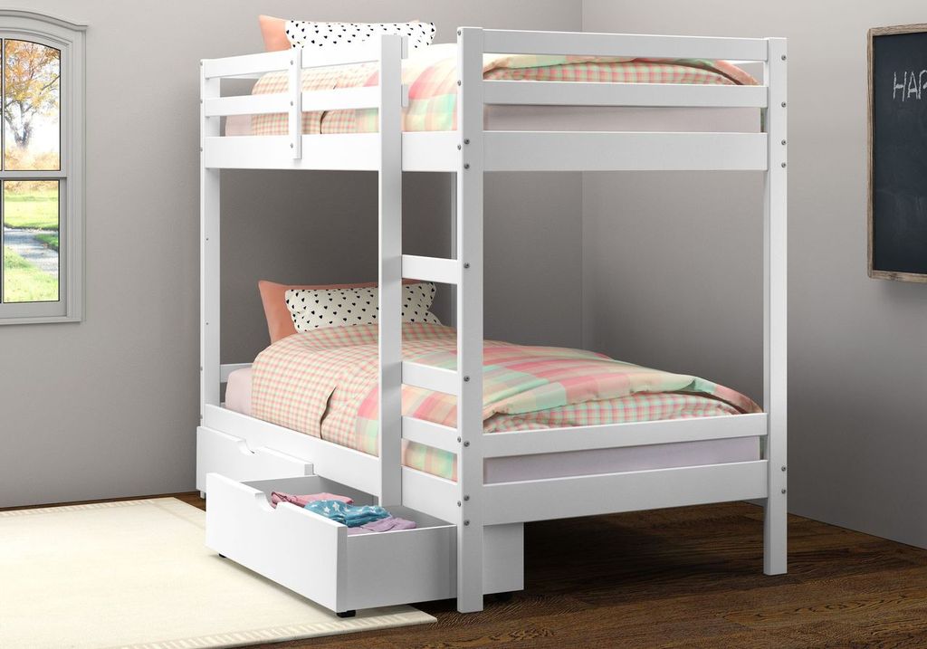 Donco Trading Company Twin Over Twin Bellaire Bunk With Dual Under Bed Drawers