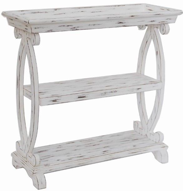 Crestview Collection Newport Distressed White Console Table-0