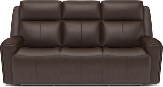 Flexsteel® Barnett Chocolate Power Reclining Sofa with Power Headrests and Lumbar-1