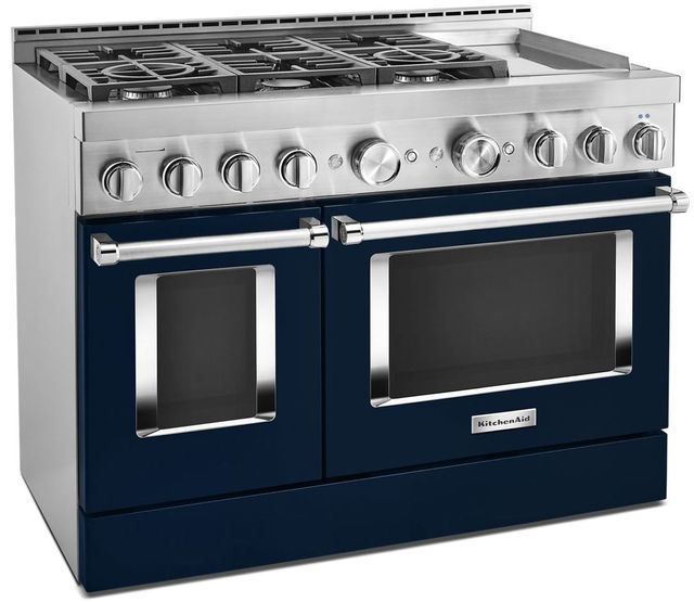 KitchenAid® 48" Ink Blue Smart Commercial-Style Gas Range with Griddle-1