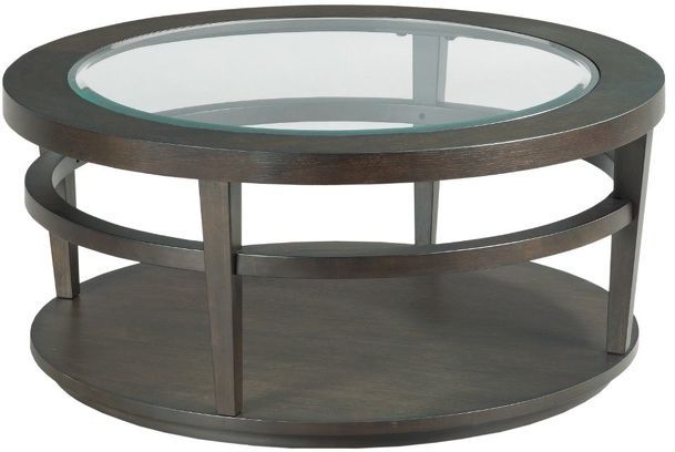Hammary® Urbana Dark Oak Round Cocktail Table with Glass Top Insert