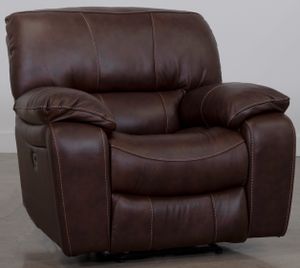 Man Wah Brown Leather Power Recliner