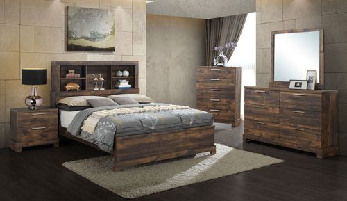 New Classic® Home Furnishings Campbell 4-Piece Ranchero Queen Bookcase Bed Set with Nightstand