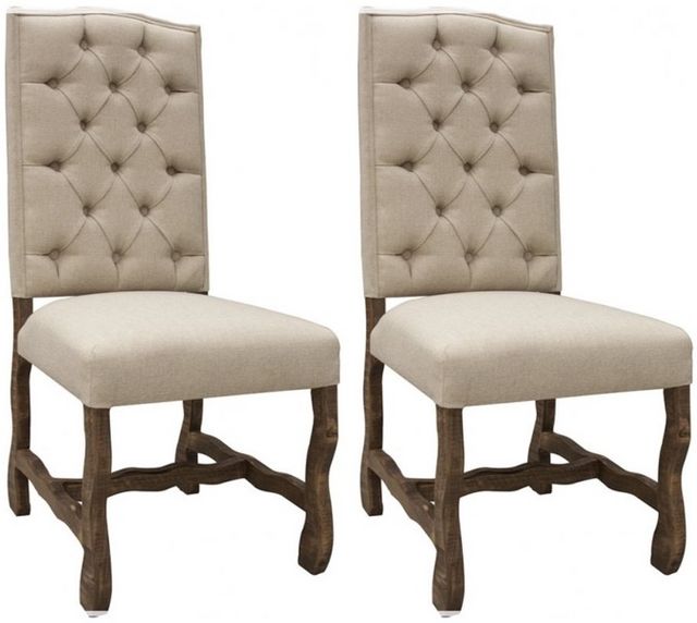 International Furniture Direct Marquez Beige/Brown Upholstered Dining Side Chair-2