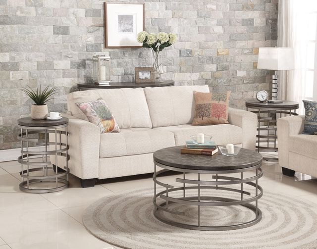 Flexsteel® Halo Antiqued Concrete/Soft Silver Round Sofa Table 2