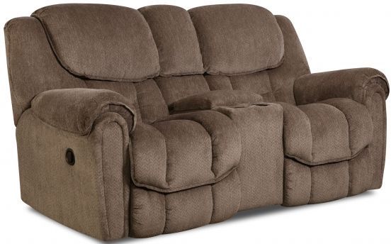HomeStretch Del Mar Brown Reclining Rocking Loveseat with Console