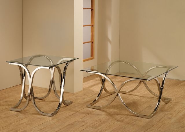 Coaster® Nickel And Clear Curved X-Shaped End Table 2