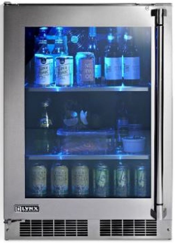Lynx® 24" Stainless Steel Outdoor Glass Door Refrigerator  0