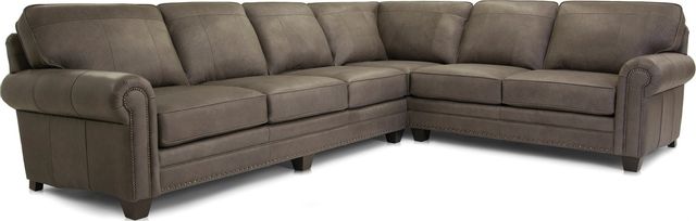 Smith Brothers 253 Collection 2-Piece Light Brown Leather Sectional ...