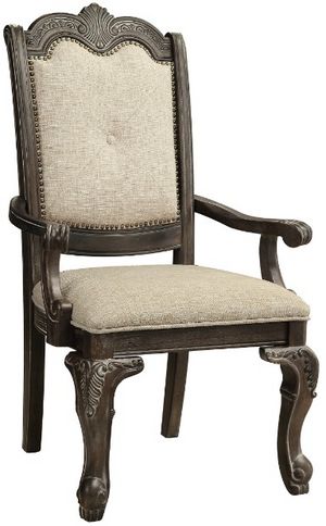 Crown Mark Kiera Beige/Grey Dining Arm Chair