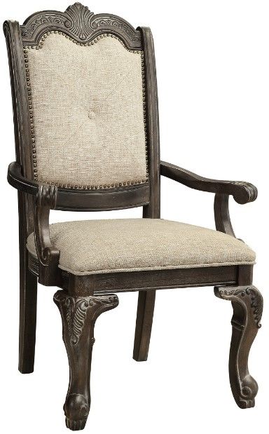 Crown Mark Kiera Beige/Grey Dining Arm Chair-0