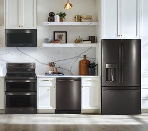 GE Profile 4 Pc Kitchen Package with a 27.7 Cu. Ft. French-Door Refrigerator with Hands-Free AutoFill PLUS $200 Furniture Gift Card