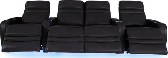 RowOne Cortés Home Entertainment Seating Black 4-Chair Row with Loveseat 1