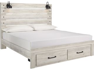Signature Design by Ashley® Cambeck Whitewash King Panel Bed with 2 Storage Drawers
