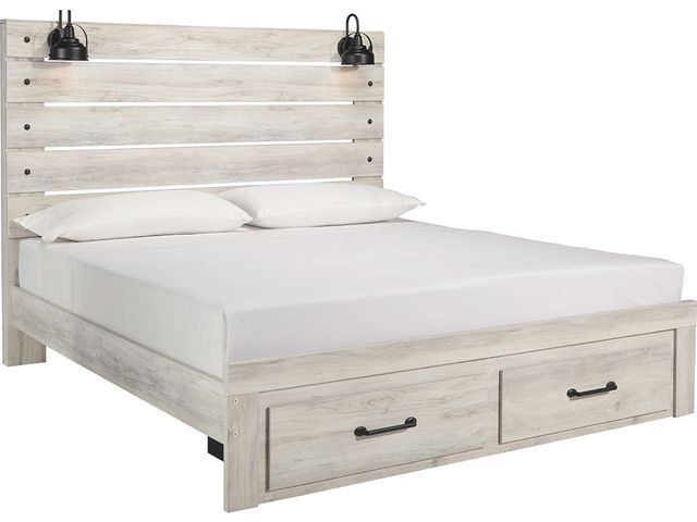 Signature Design by Ashley® Cambeck Whitewash King Panel Bed with 2 Storage Drawers-0