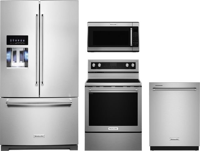 Stainless steel KitchenAid 4 piece appliance package