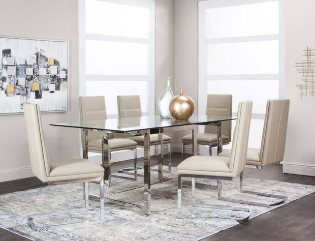 Cramco Reliant 7 Piece Chromekhaki Dining Set Ideal Furniture Danbury Ct 6078