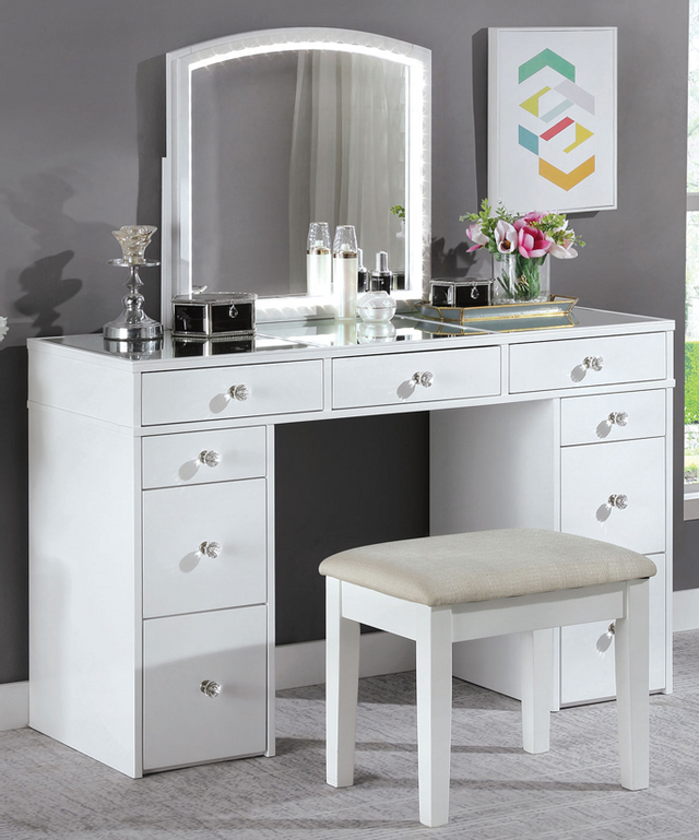 Furniture of America® Louise White Vanity with Stool