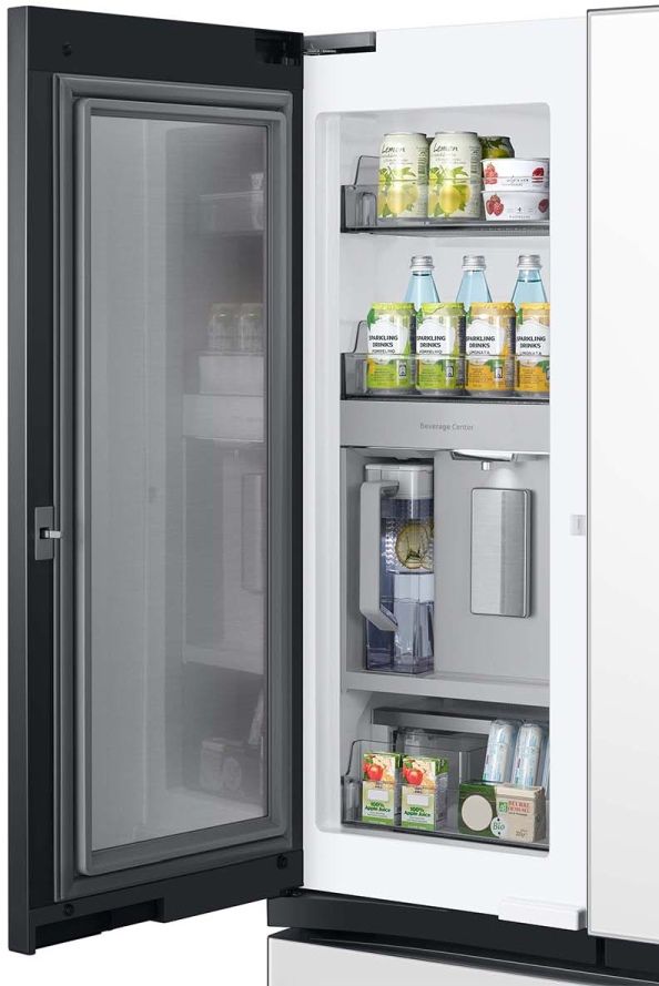 Samsung Bespoke 30 Cu. Ft. White Glass 3-Door French Door Refrigerator with Beverage Center™ 6