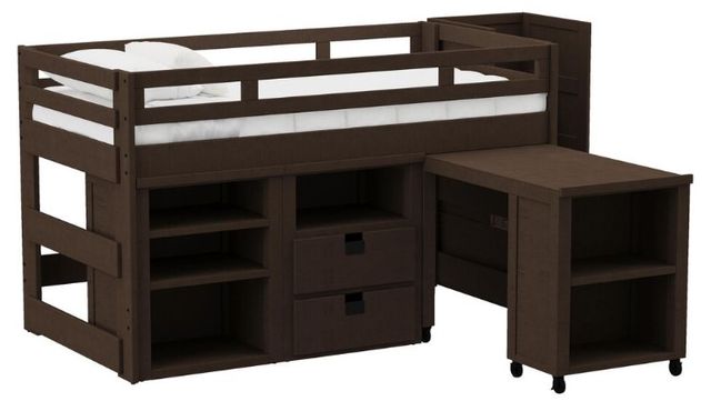 Elements International Cali Kids Brown Full Loft Bed with Staircase ...