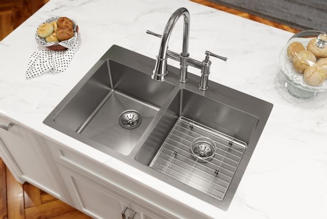 Elkay® Crosstown Stainless Steel Equal Double Bowl Dual Mount Kitchen Sink Kit-2