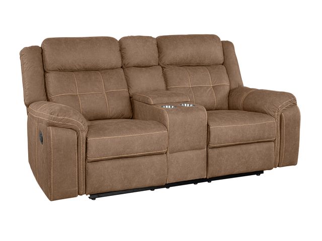 Lane Fresno Brown Reclining Console Loveseat with USB Port-1