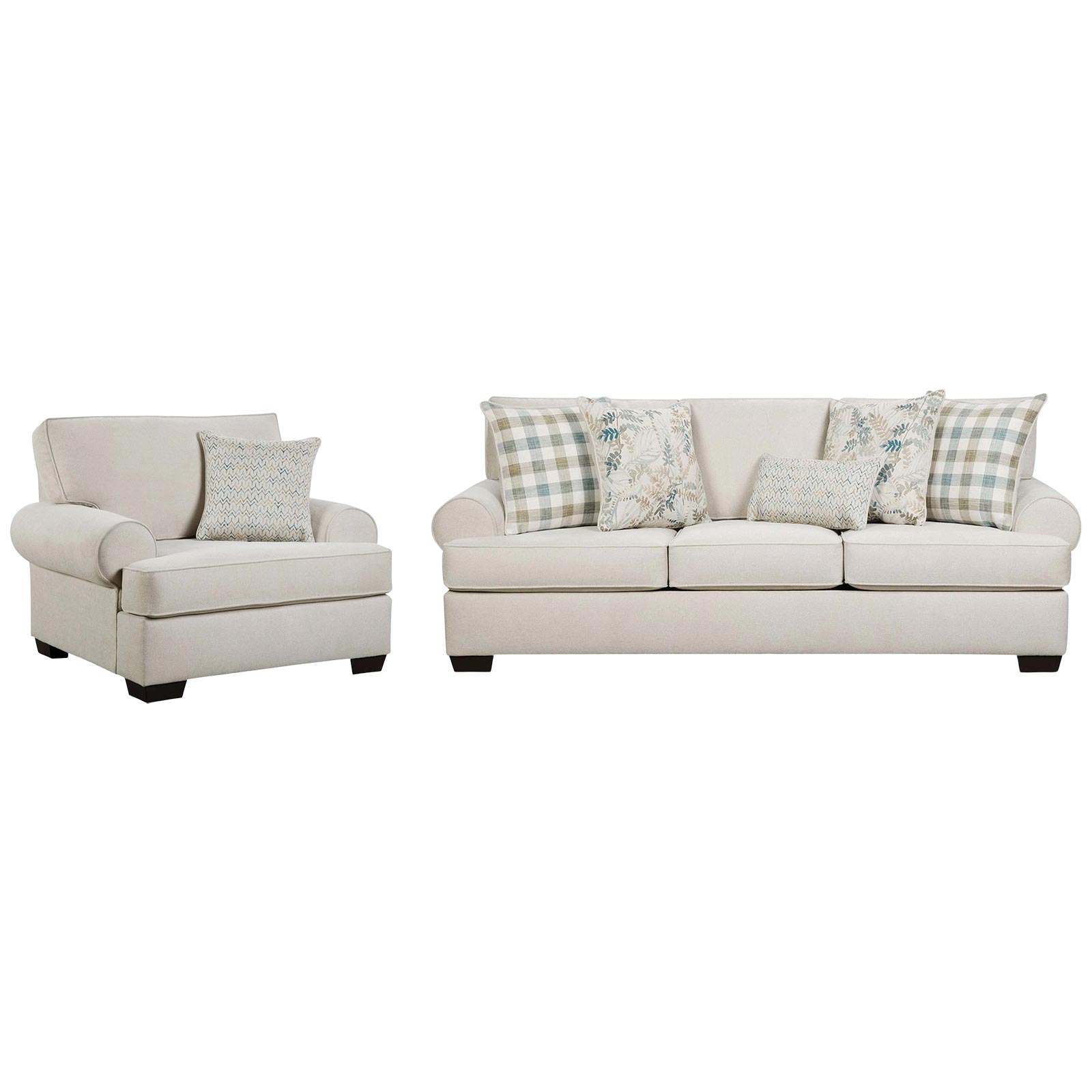 Behold Home Feather Cream Sofa and Chair
